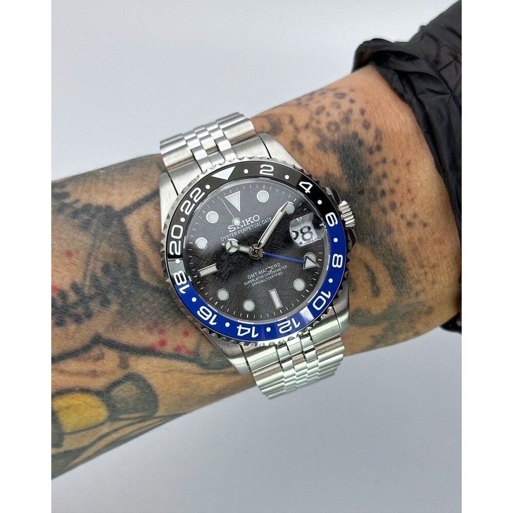 Custom Seiko Mod • Black Meteorite Batman GMT-Master II • 38mm